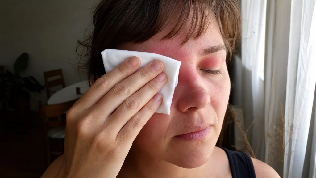 Illustration éditoriale pour l’article « Coup de soleil sur la paupière : comment soulager vos yeux »